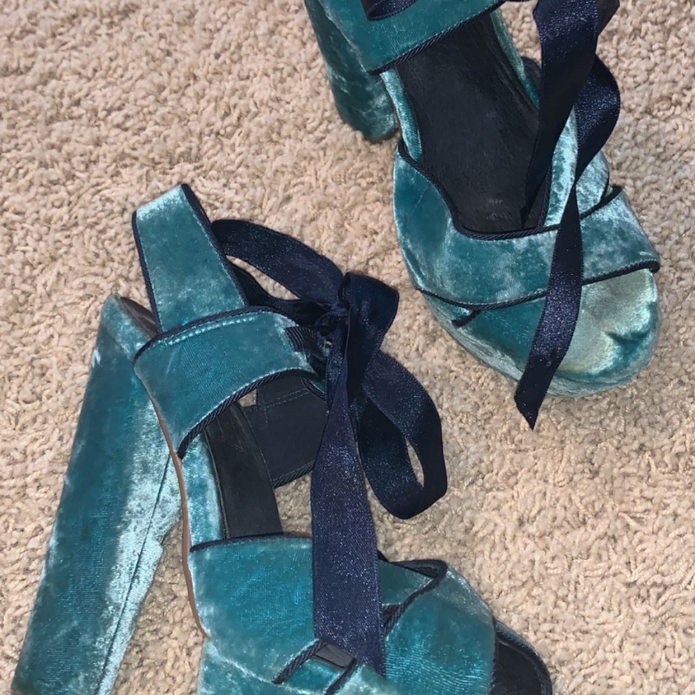 Velvet platform heels